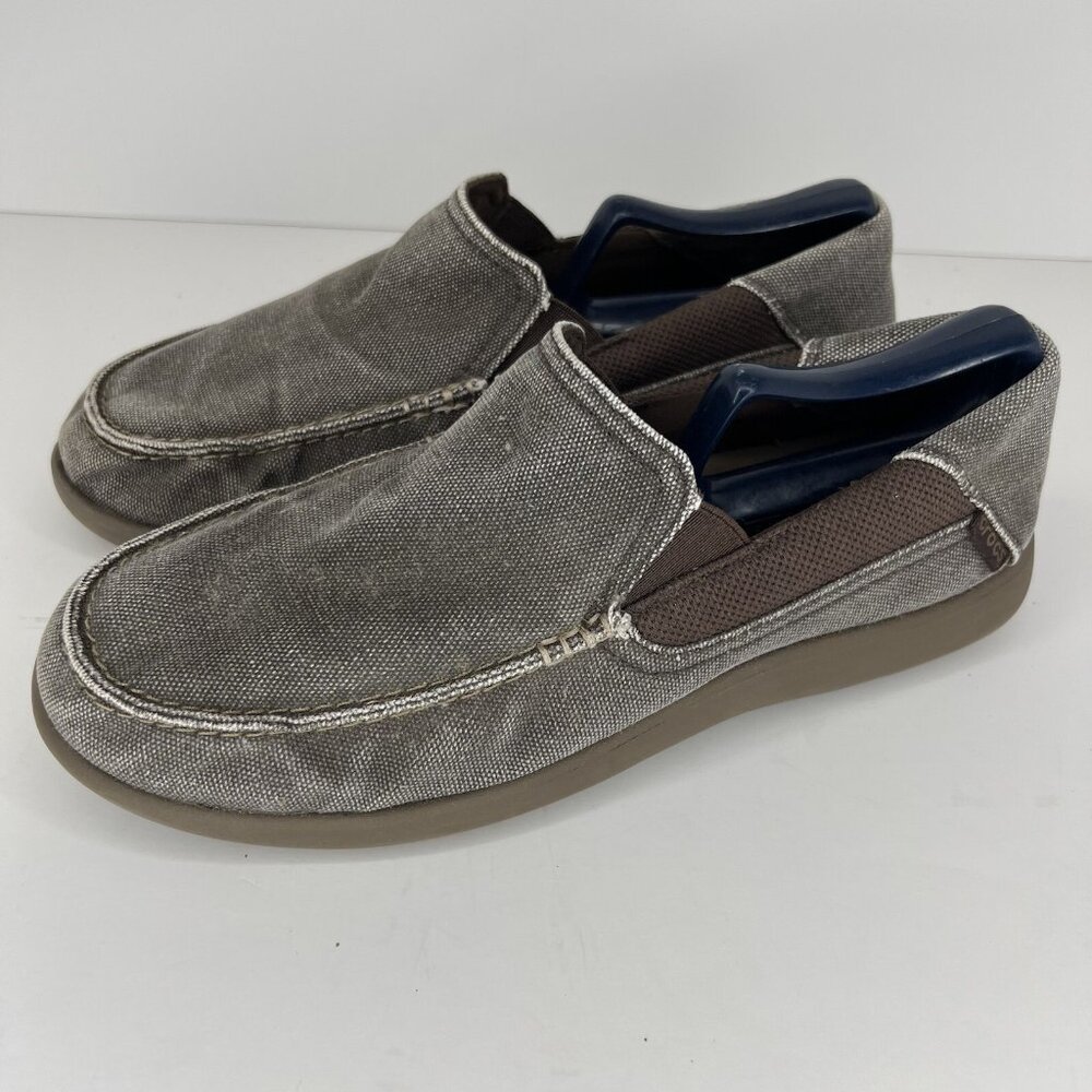 Crocs Santa Cruz Loafers Men's Size 9 Slip-On Canvas Khaki Shoes 202056